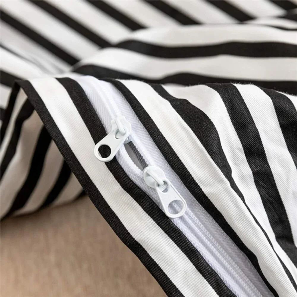 Jellymoni Black & White Striped Duvet Cover Set | Full Size | 100% Cotton